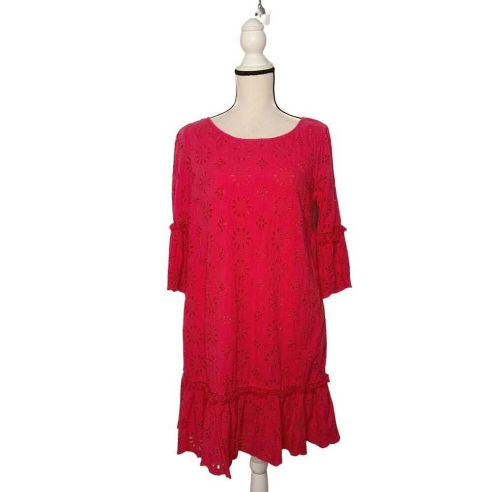 Anthropologie Coral Eyelet Dress Size 8